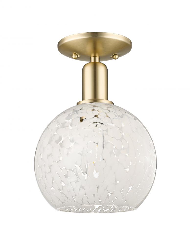 White Mouchette - 1 Light - 8 inch - Champagne Bronze - Semi-Flush Mount