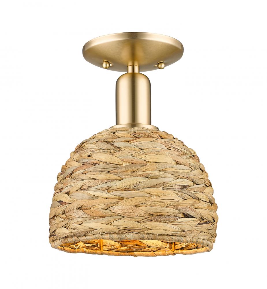 Woven Rattan - 1 Light - 8 inch - Champagne Bronze - Semi-Flush Mount