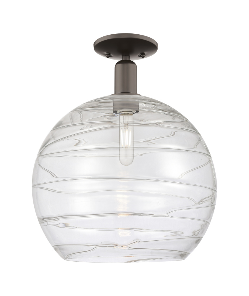 Athens Deco Swirl - 1 Light - 14 inch - Oil Rubbed Bronze - Semi-Flush Mount