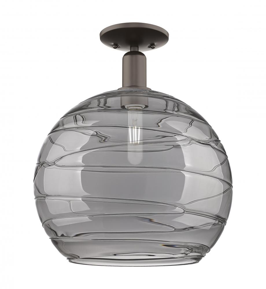 Athens Deco Swirl - 1 Light - 14 inch - Oil Rubbed Bronze - Semi-Flush Mount