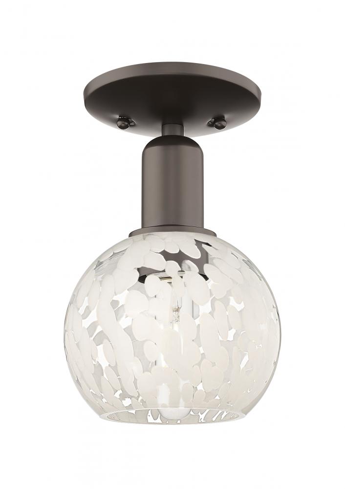 White Mouchette - 1 Light - 6 inch - Oil Rubbed Bronze - Semi-Flush Mount