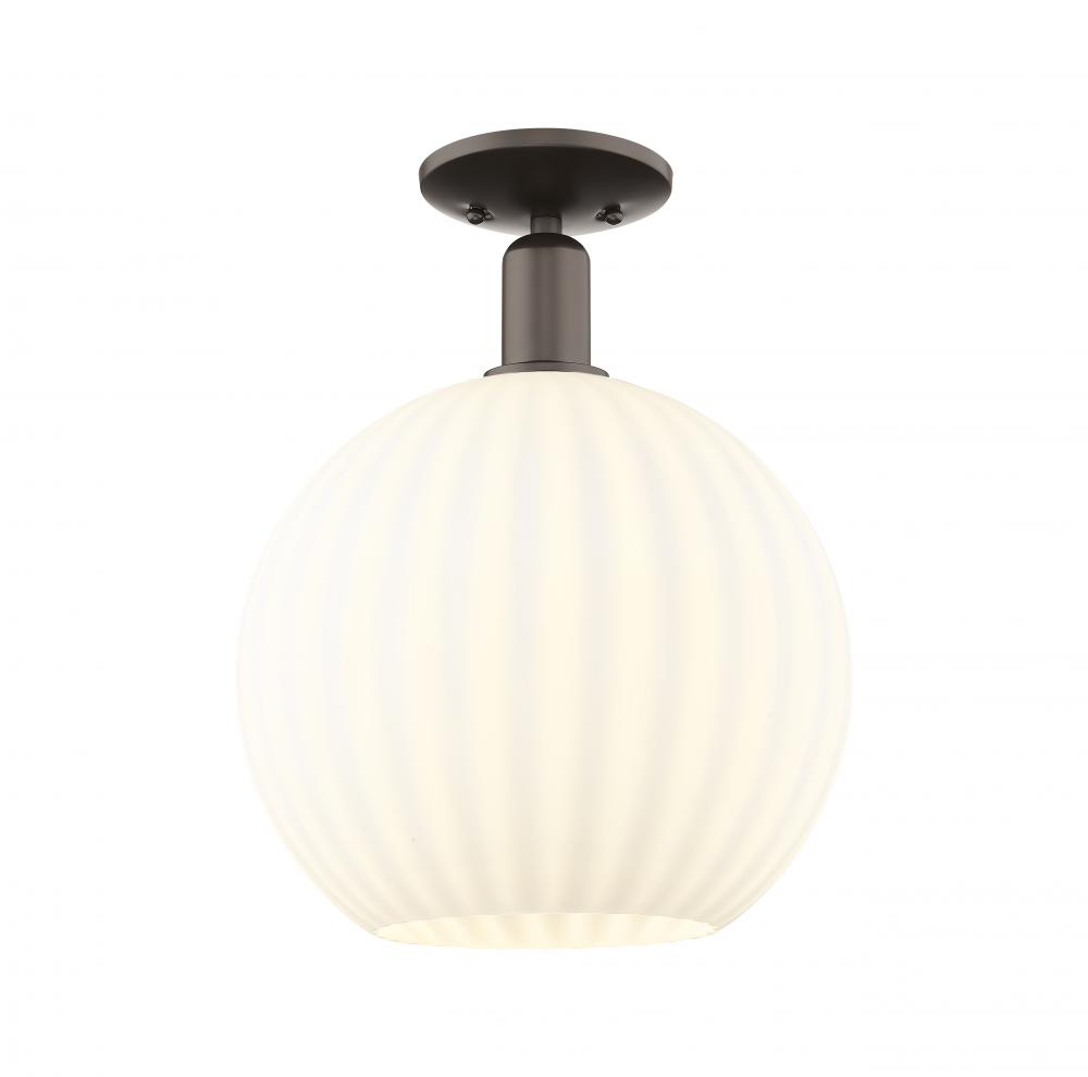 White Venetian - 1 Light - 12 inch - Oil Rubbed Bronze - Semi-Flush Mount