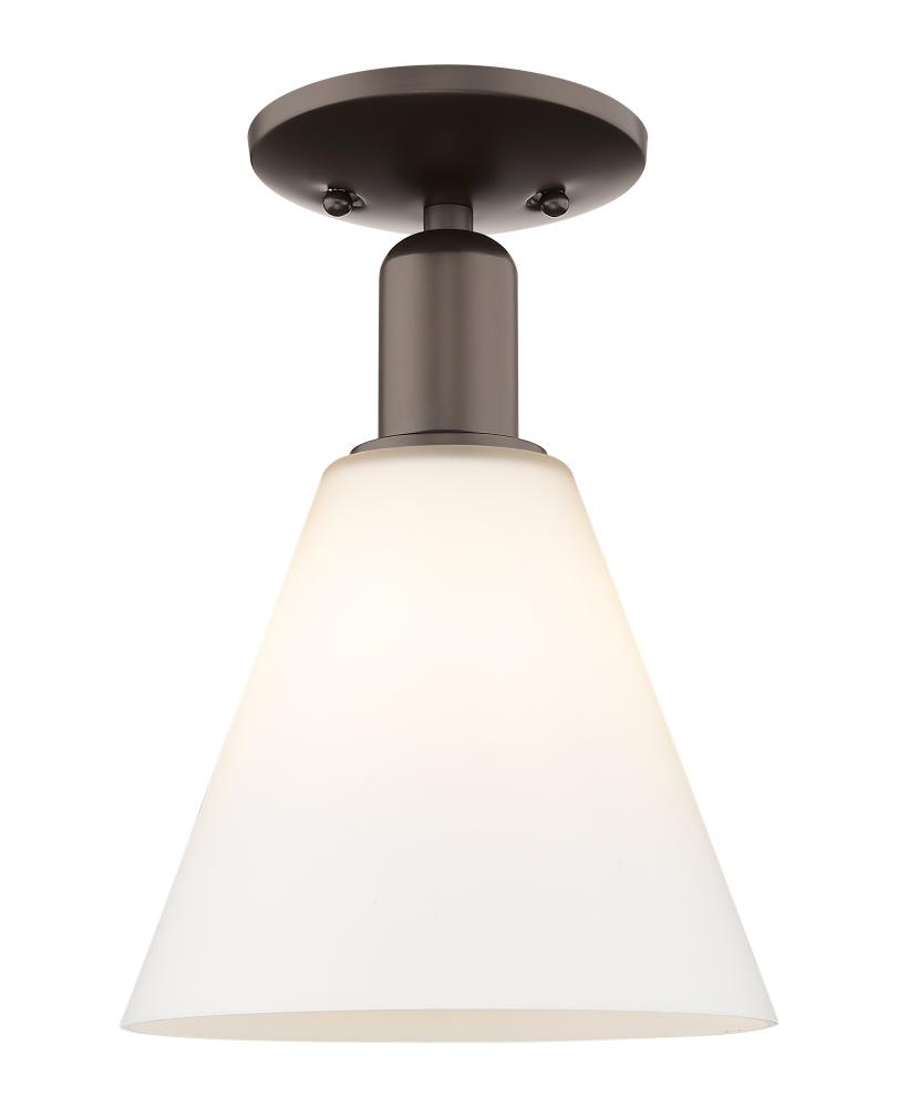 Berkshire Glass - 1 Light - 8 inch - Oil Rubbed Bronze - Semi-Flush Mount