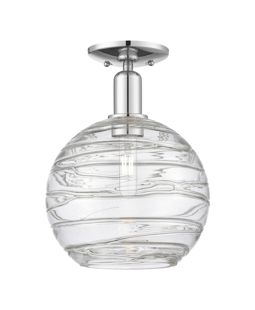 Athens Deco Swirl - 1 Light - 10 inch - Polished Chrome - Semi-Flush Mount