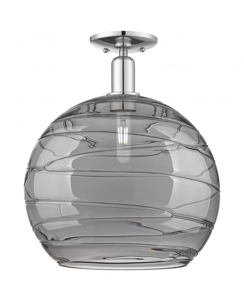 Athens Deco Swirl - 1 Light - 14 inch - Polished Chrome - Semi-Flush Mount
