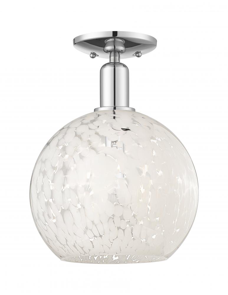 White Mouchette - 1 Light - 10 inch - Polished Chrome - Semi-Flush Mount