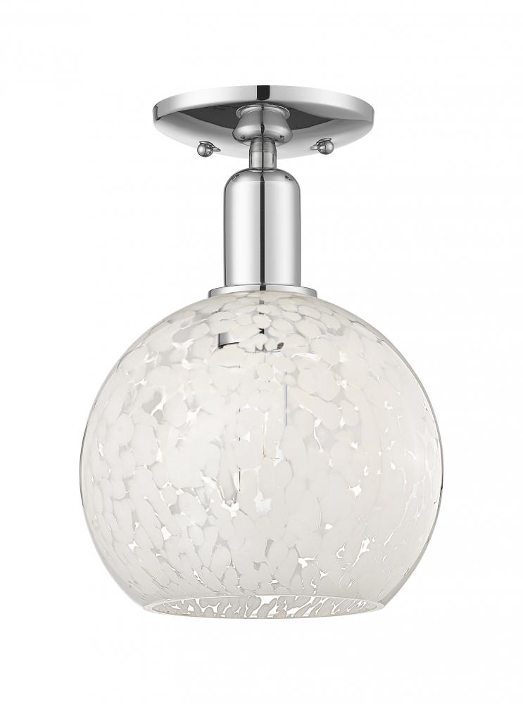 White Mouchette - 1 Light - 8 inch - Polished Chrome - Semi-Flush Mount