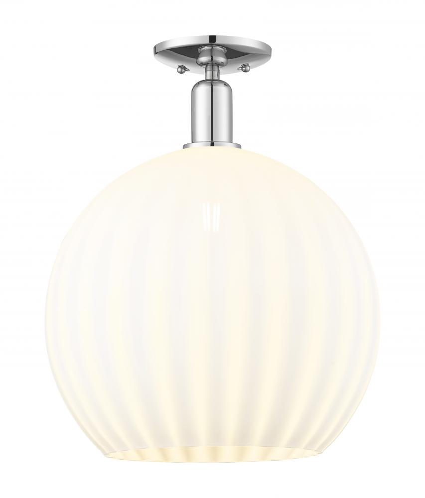 White Venetian - 1 Light - 14 inch - Polished Chrome - Semi-Flush Mount