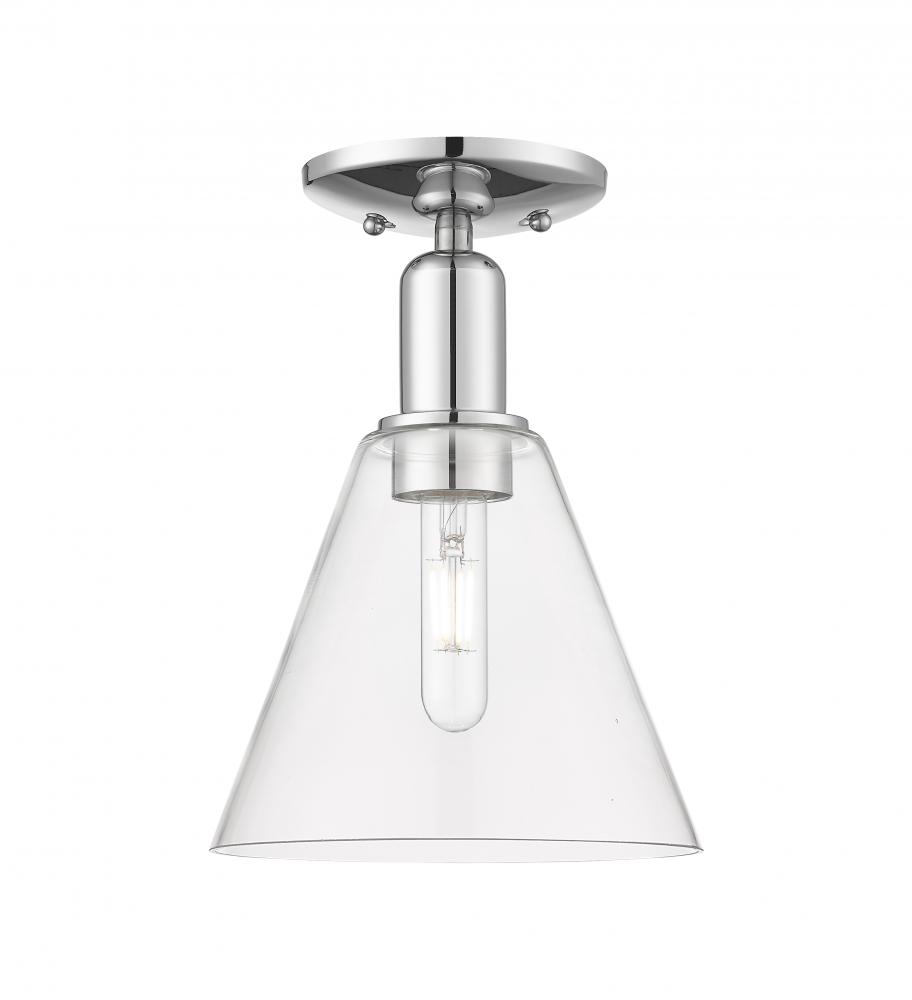 Berkshire Glass - 1 Light - 8 inch - Polished Chrome - Semi-Flush Mount