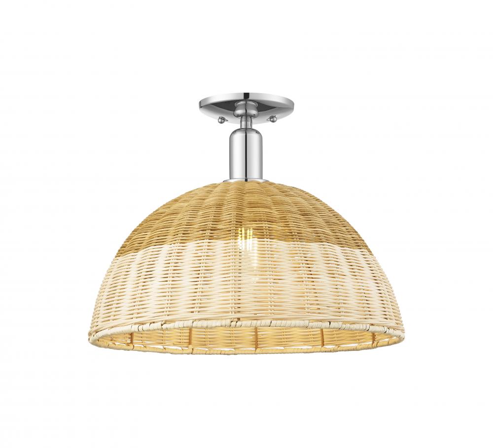 Natural Ballston Dome - 1 Light - 6 inch - Polished Chrome - Semi-Flush Mount