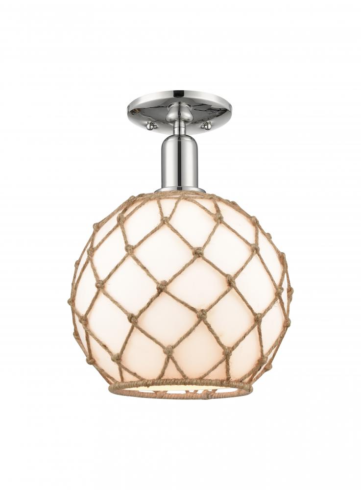 Farmhouse Rope - 1 Light - 10 inch - Polished Nickel - Semi-Flush Mount