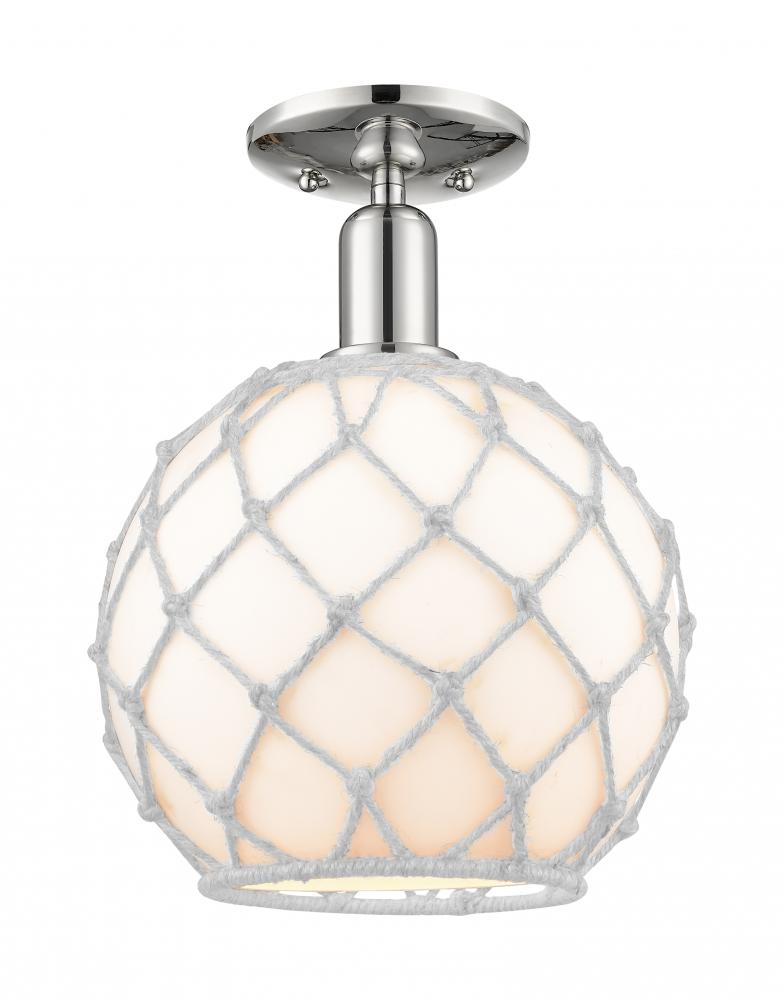 Farmhouse Rope - 1 Light - 10 inch - Polished Nickel - Semi-Flush Mount
