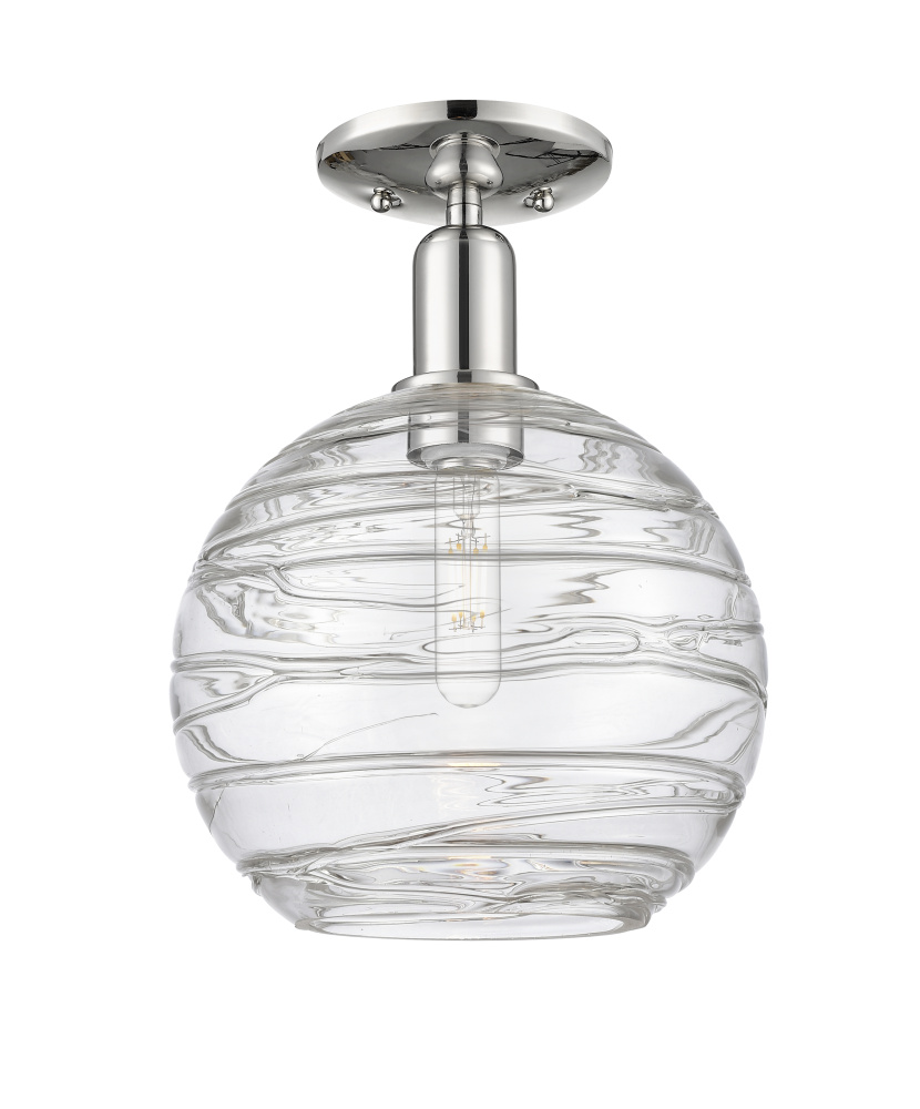 Athens Deco Swirl - 1 Light - 10 inch - Polished Nickel - Semi-Flush Mount