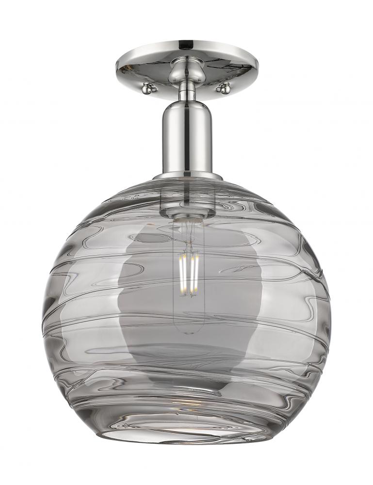 Athens Deco Swirl - 1 Light - 10 inch - Polished Nickel - Semi-Flush Mount