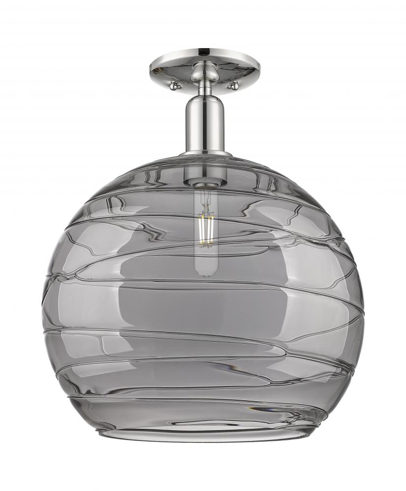 Athens Deco Swirl - 1 Light - 14 inch - Polished Nickel - Semi-Flush Mount