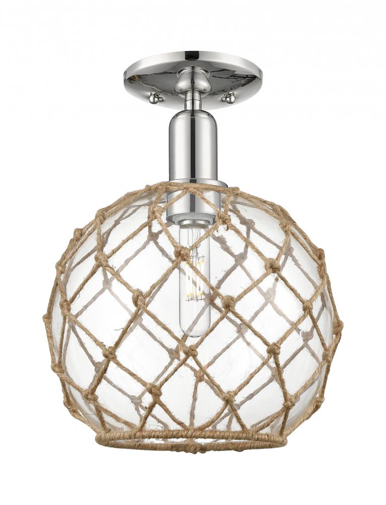 Farmhouse Rope - 1 Light - 10 inch - Polished Nickel - Semi-Flush Mount