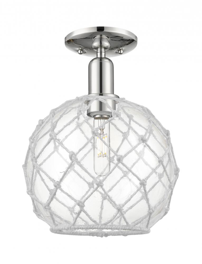 Farmhouse Rope - 1 Light - 10 inch - Polished Nickel - Semi-Flush Mount