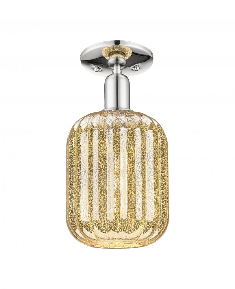 Preston Cylinder - 1 Light - 6 inch - Polished Nickel - Semi-Flush Mount