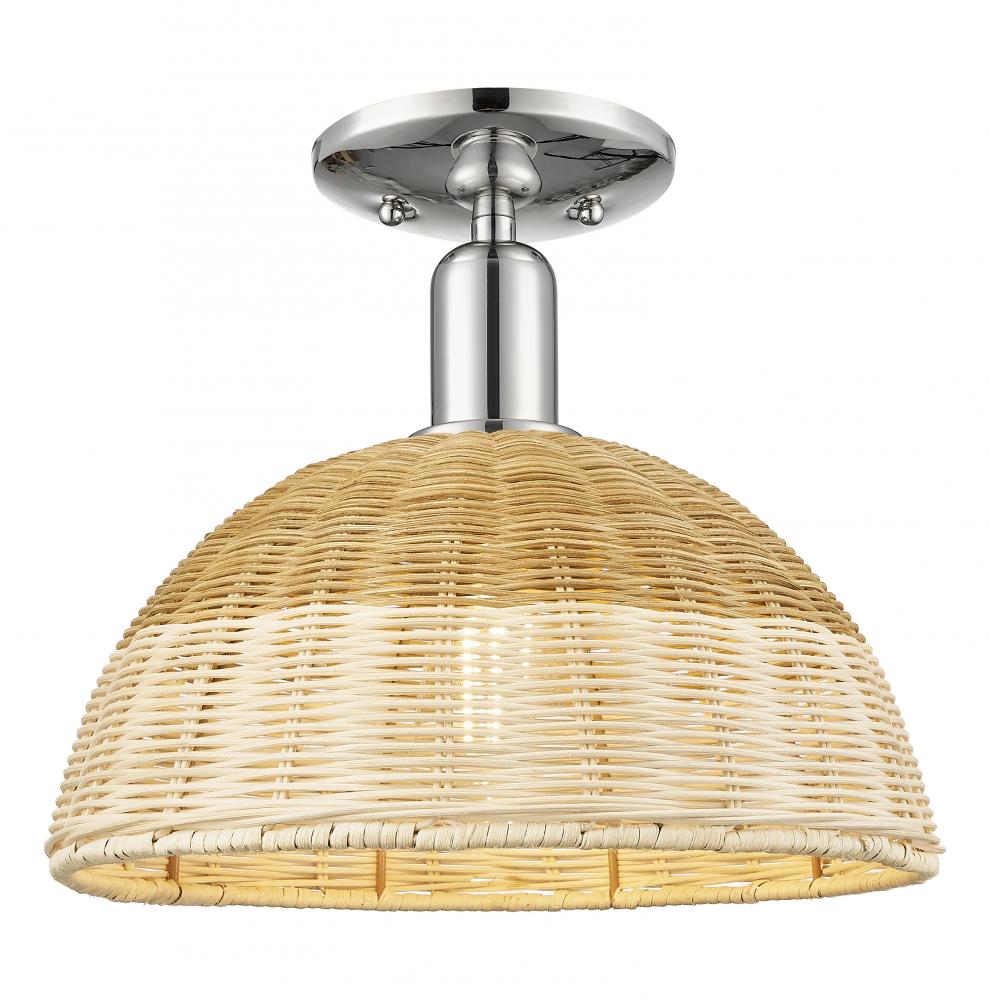 Natural Ballston Dome - 1 Light - 6 inch - Polished Nickel - Semi-Flush Mount