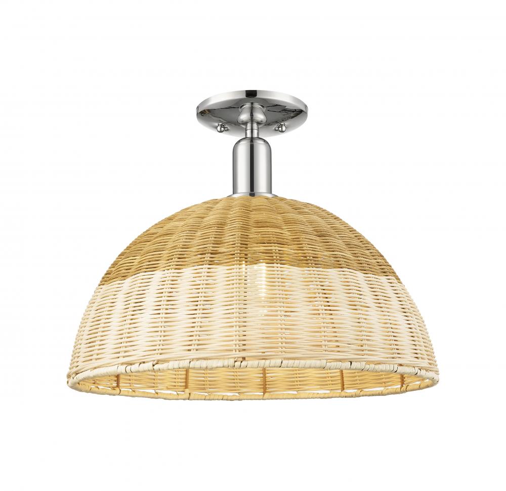 Natural Ballston Dome - 1 Light - 6 inch - Polished Nickel - Semi-Flush Mount