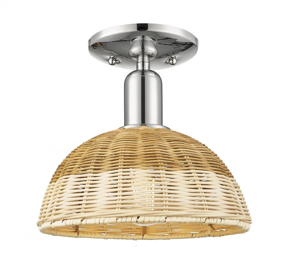 Natural Ballston Dome - 1 Light - 6 inch - Polished Nickel - Semi-Flush Mount