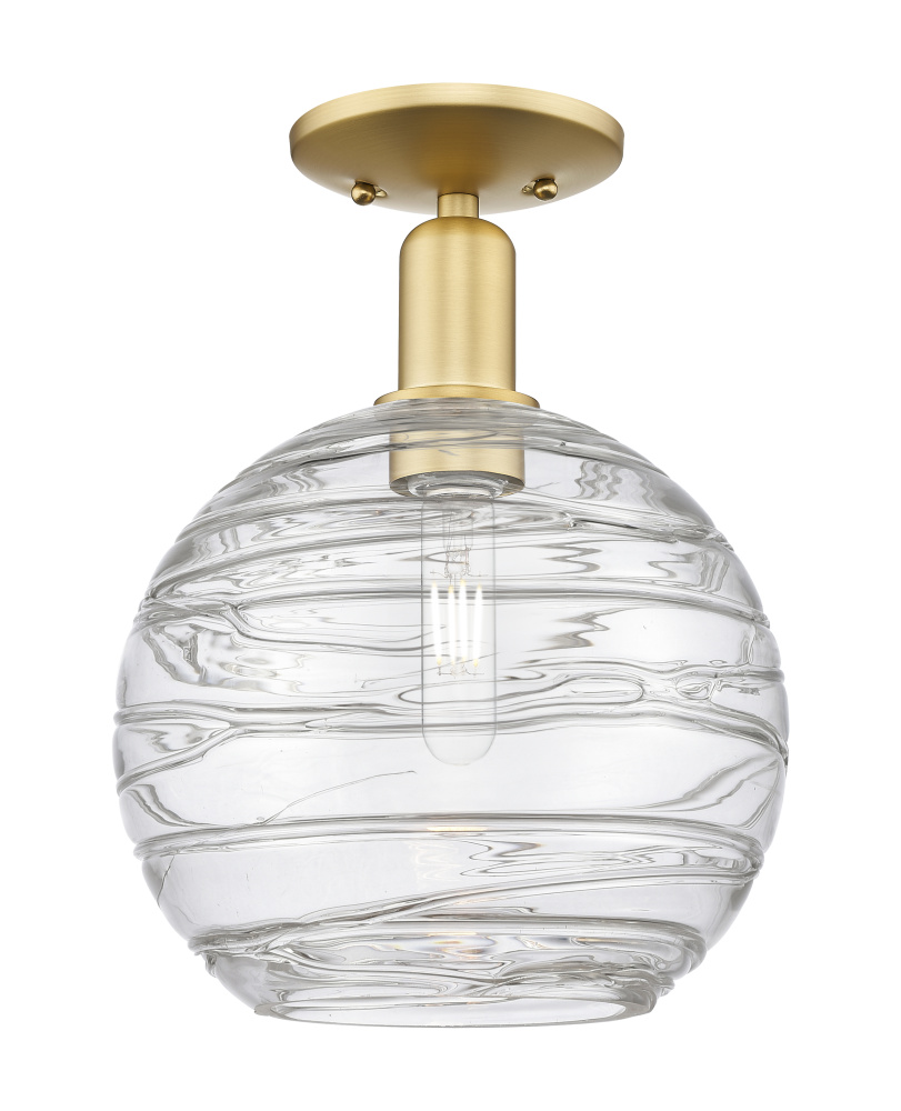 Athens Deco Swirl - 1 Light - 10 inch - Satin Gold - Semi-Flush Mount