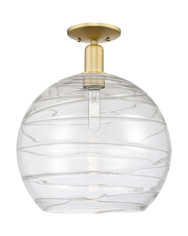 Athens Deco Swirl - 1 Light - 14 inch - Satin Gold - Semi-Flush Mount