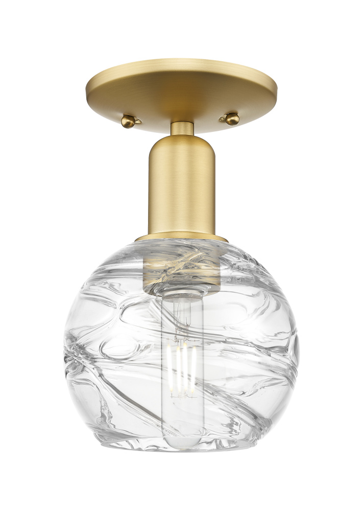 Athens Deco Swirl - 1 Light - 6 inch - Satin Gold - Semi-Flush Mount