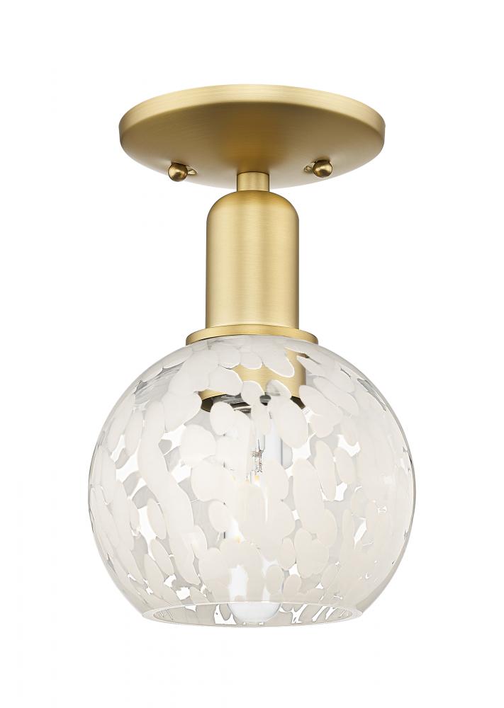 White Mouchette - 1 Light - 6 inch - Satin Gold - Semi-Flush Mount