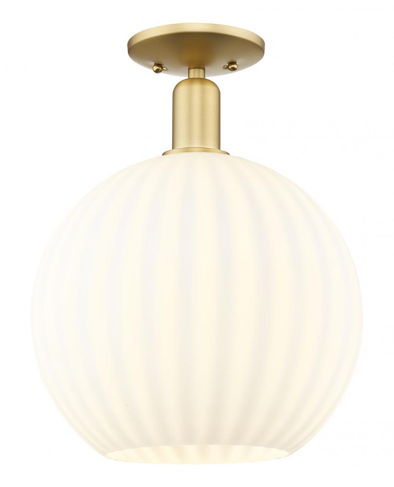 White Venetian - 1 Light - 12 inch - Satin Gold - Semi-Flush Mount