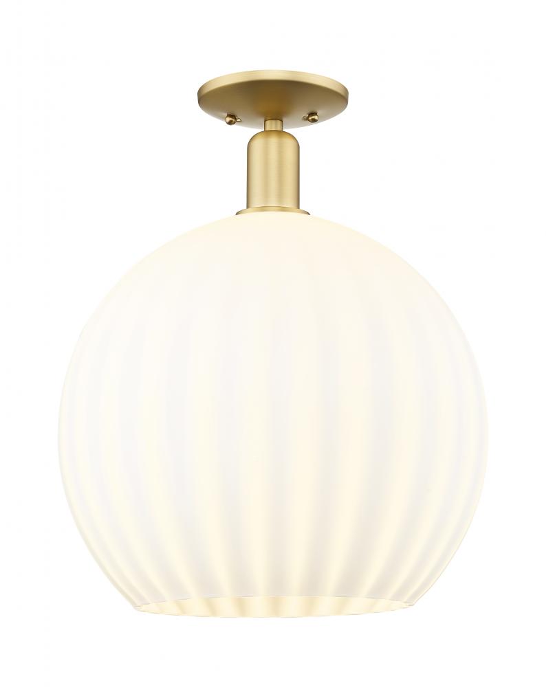 White Venetian - 1 Light - 14 inch - Satin Gold - Semi-Flush Mount