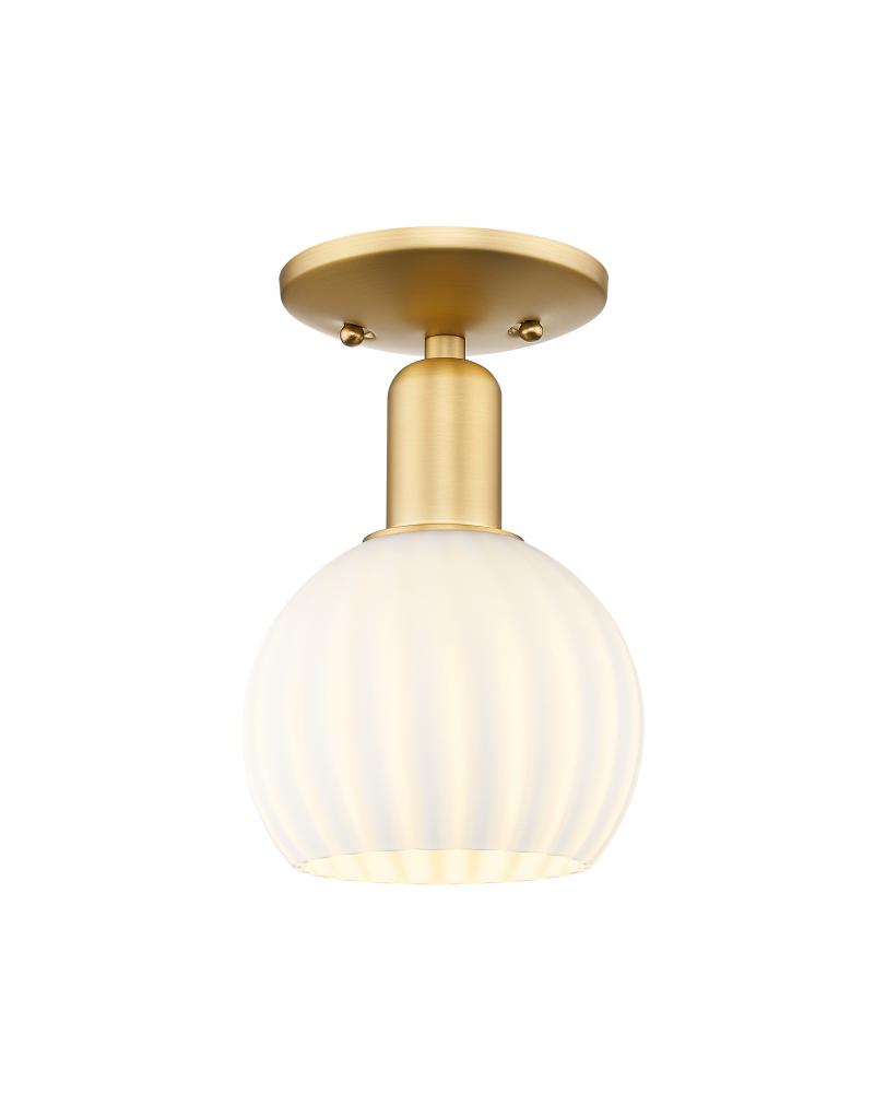 White Venetian - 1 Light - 6 inch - Satin Gold - Semi-Flush Mount