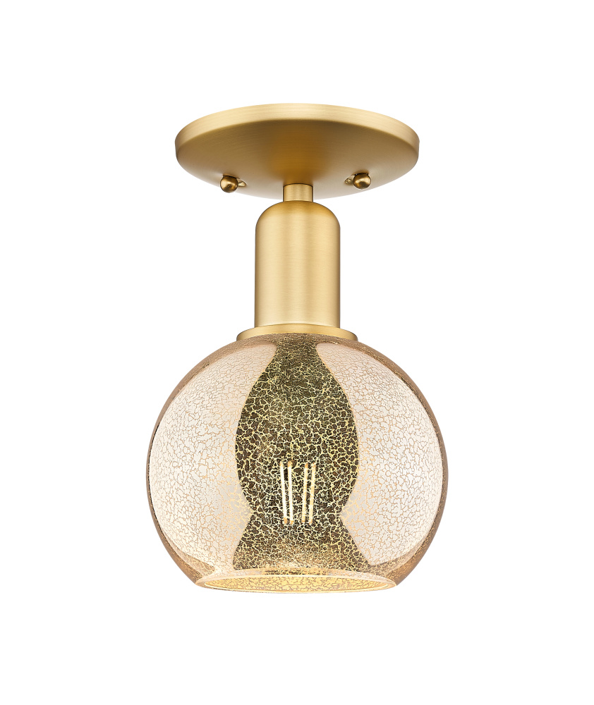 Athens - 1 Light - 6 inch - Satin Gold - Semi-Flush Mount