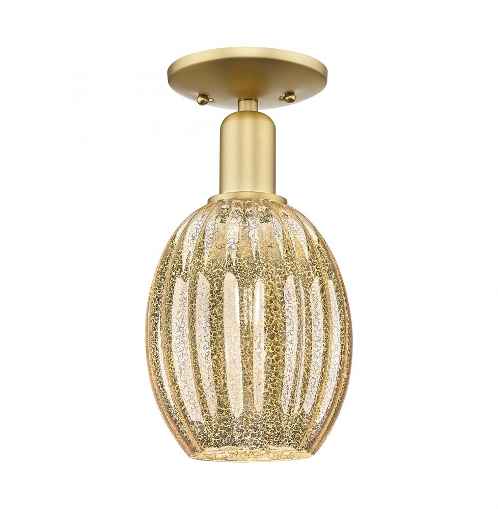Preston Bulb - 1 Light - 6 inch - Satin Gold - Semi-Flush Mount