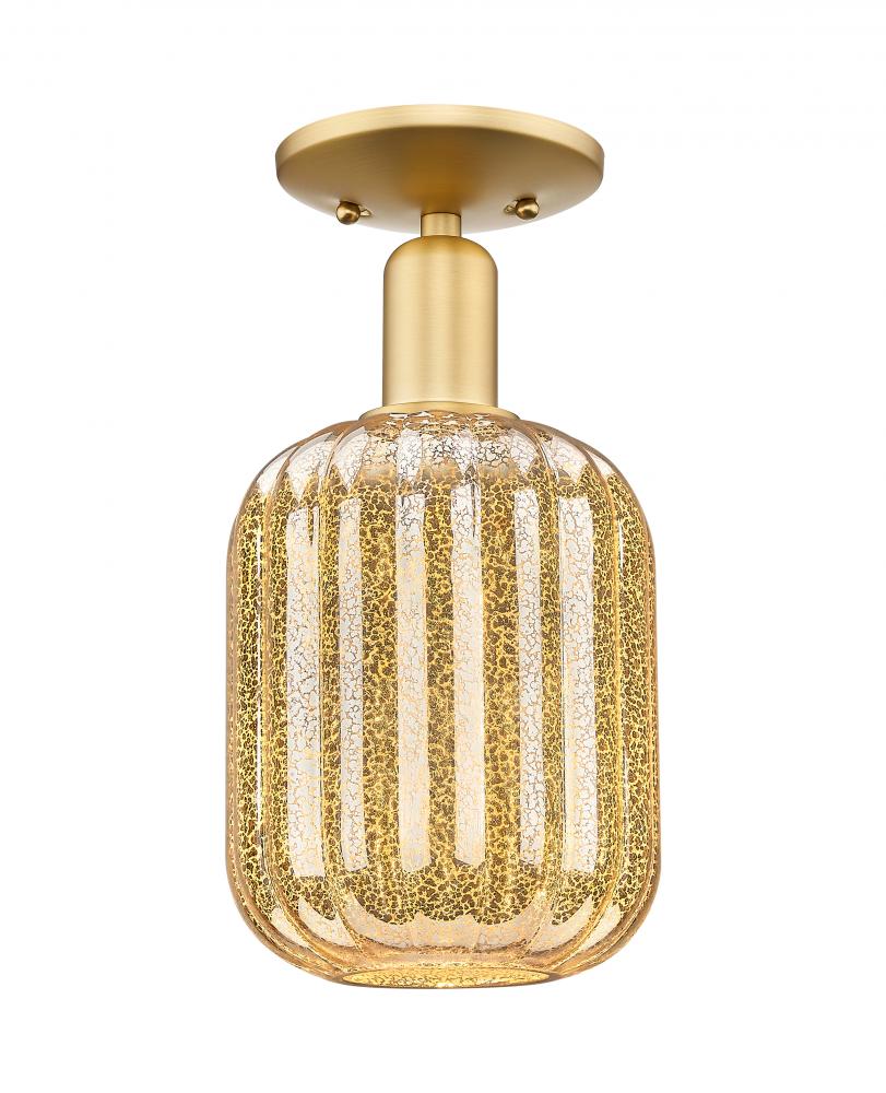 Preston Cylinder - 1 Light - 6 inch - Satin Gold - Semi-Flush Mount