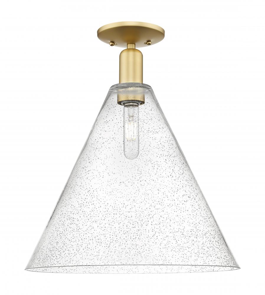 Berkshire Glass - 1 Light - 16 inch - Satin Gold - Semi-Flush Mount