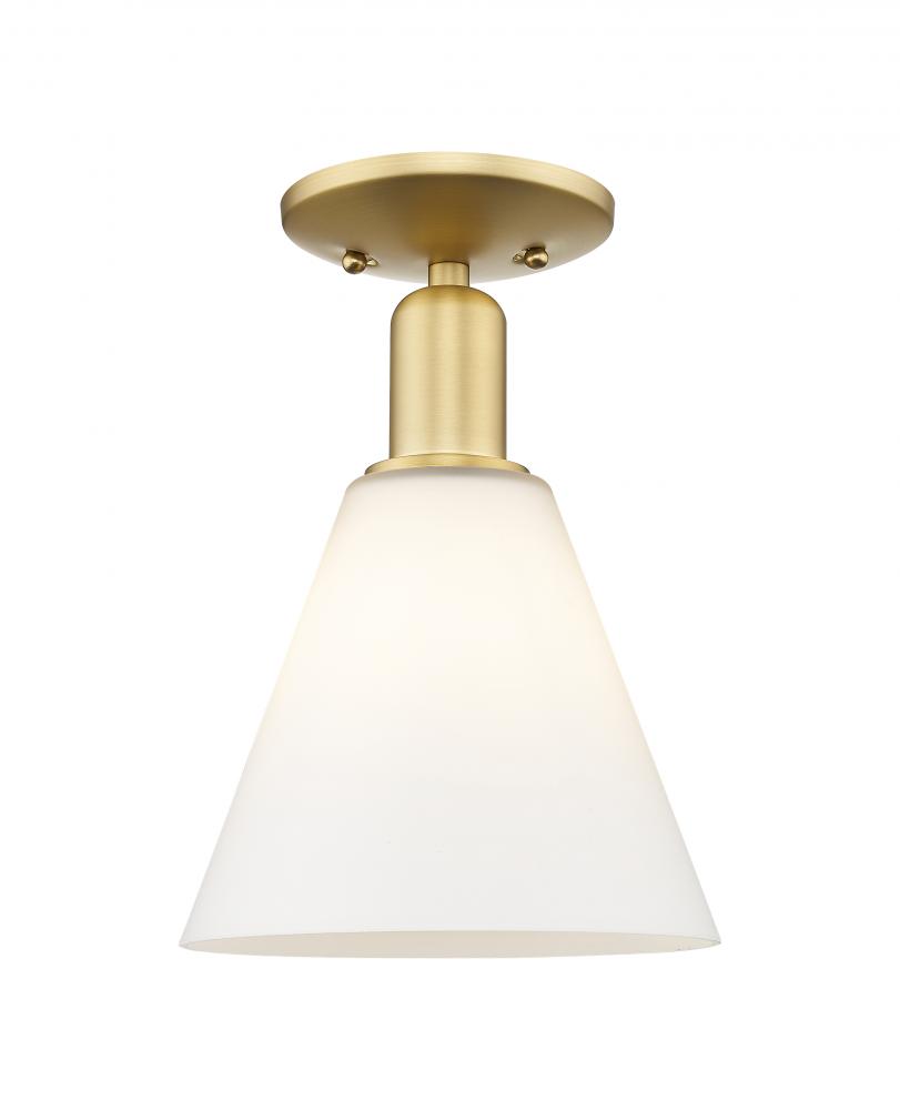 Berkshire Glass - 1 Light - 8 inch - Satin Gold - Semi-Flush Mount