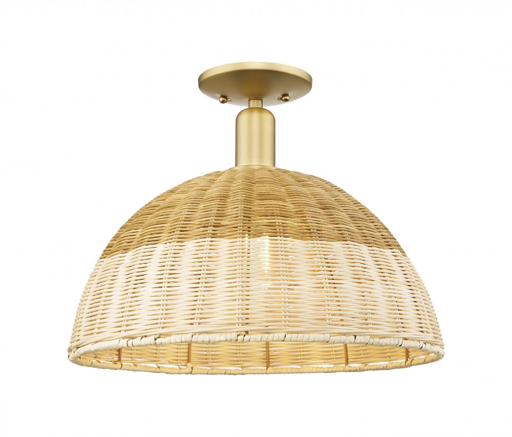 Natural Ballston Dome - 1 Light - 6 inch - Satin Gold - Semi-Flush Mount