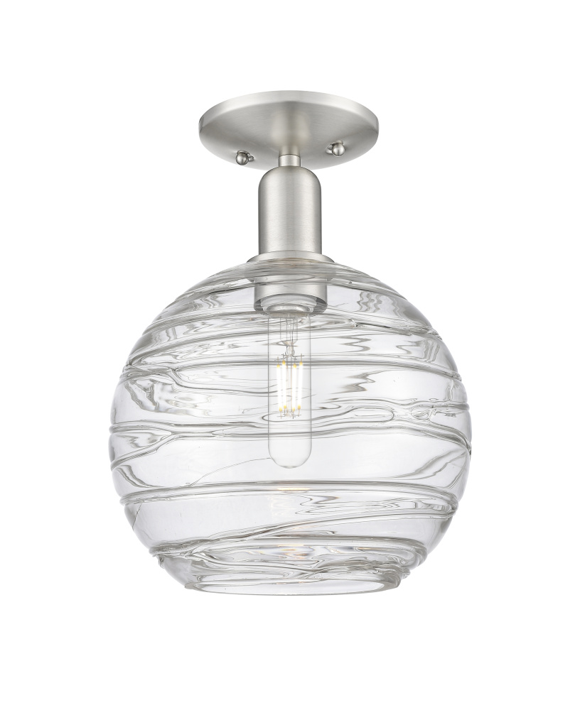 Athens Deco Swirl - 1 Light - 10 inch - Brushed Satin Nickel - Semi-Flush Mount