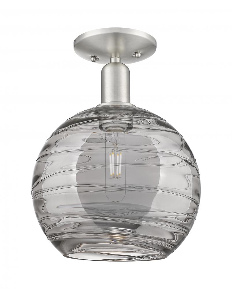 Athens Deco Swirl - 1 Light - 10 inch - Brushed Satin Nickel - Semi-Flush Mount