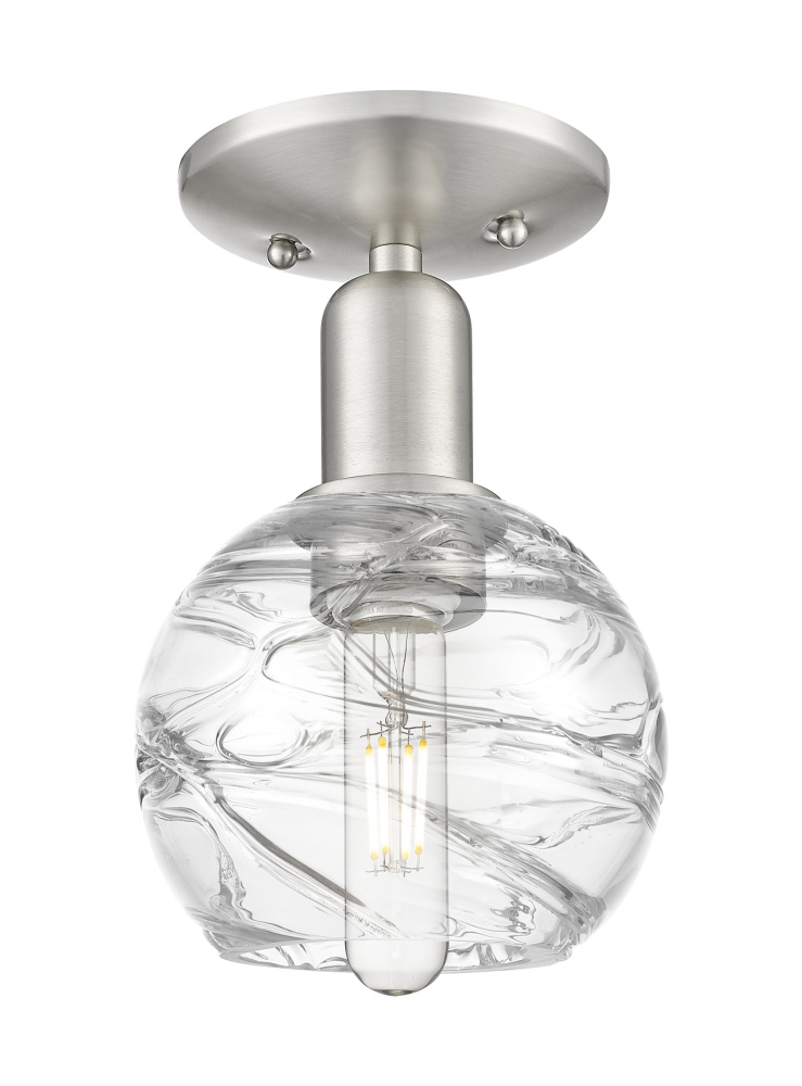 Athens Deco Swirl - 1 Light - 6 inch - Brushed Satin Nickel - Semi-Flush Mount