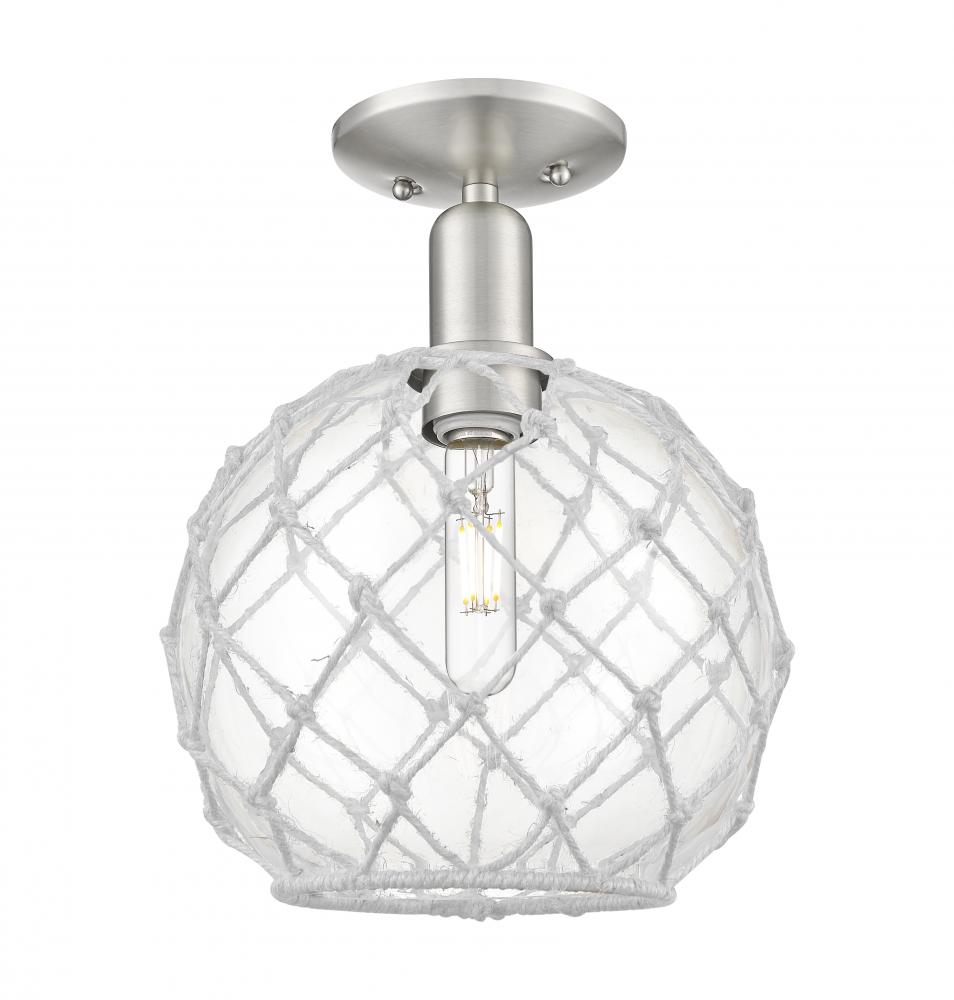 Farmhouse Rope - 1 Light - 10 inch - Brushed Satin Nickel - Semi-Flush Mount