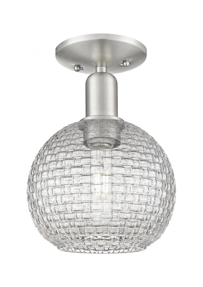 Athens - 1 Light - 8 inch - Brushed Satin Nickel - Semi-Flush Mount