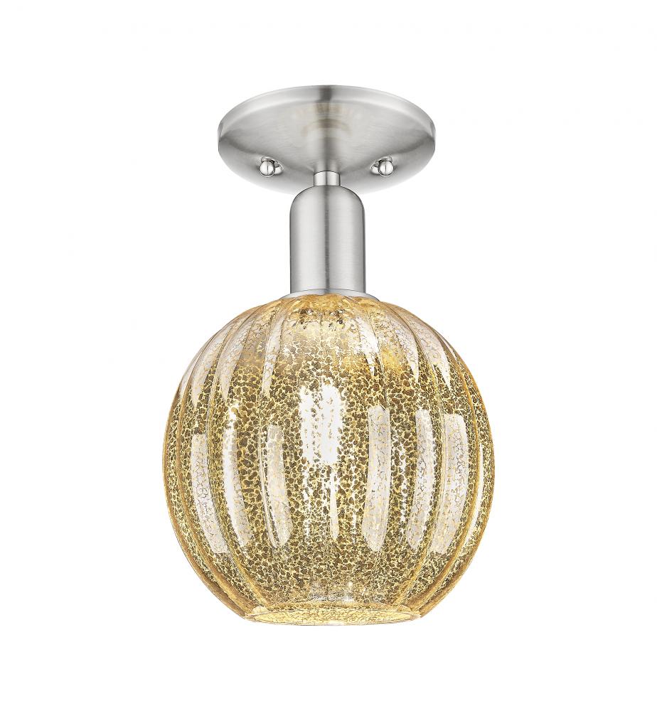 Preston Globe - 1 Light - 6 inch - Brushed Satin Nickel - Semi-Flush Mount