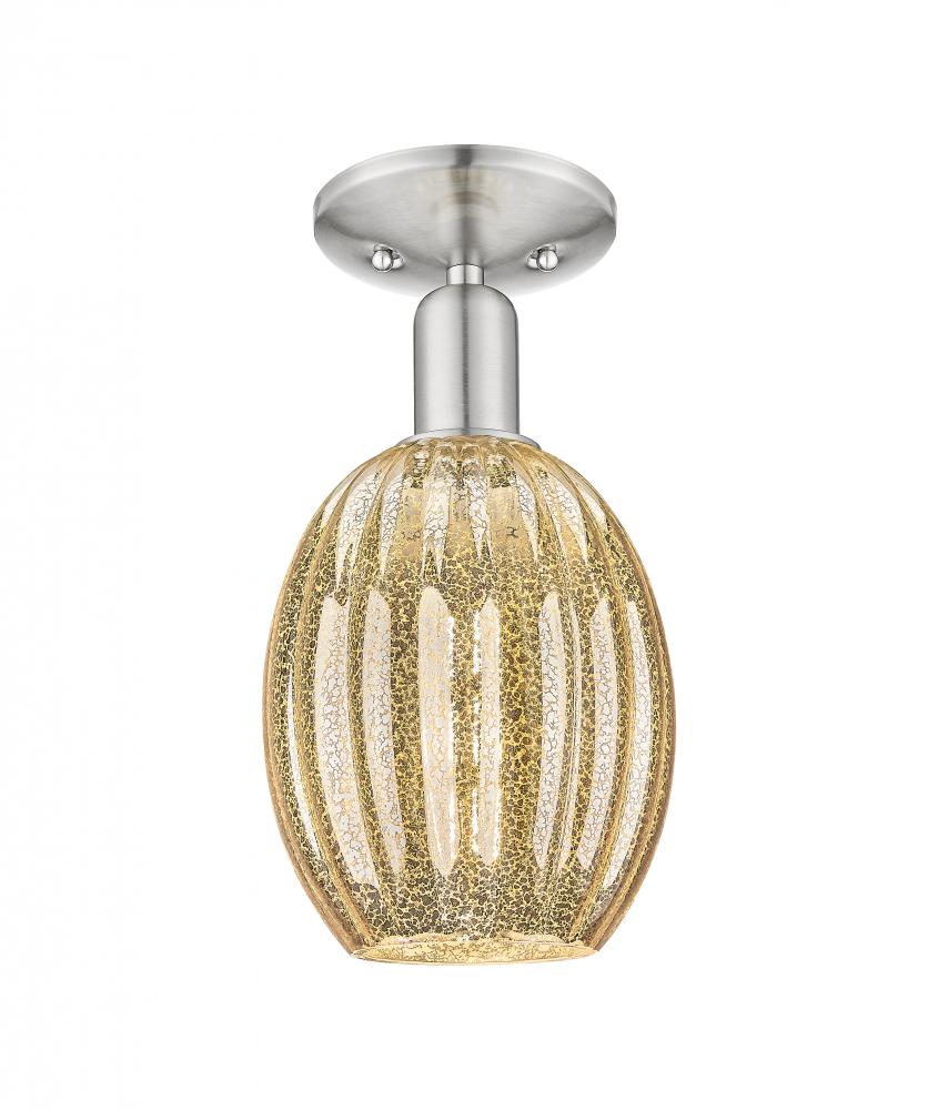 Preston Bulb - 1 Light - 6 inch - Brushed Satin Nickel - Semi-Flush Mount