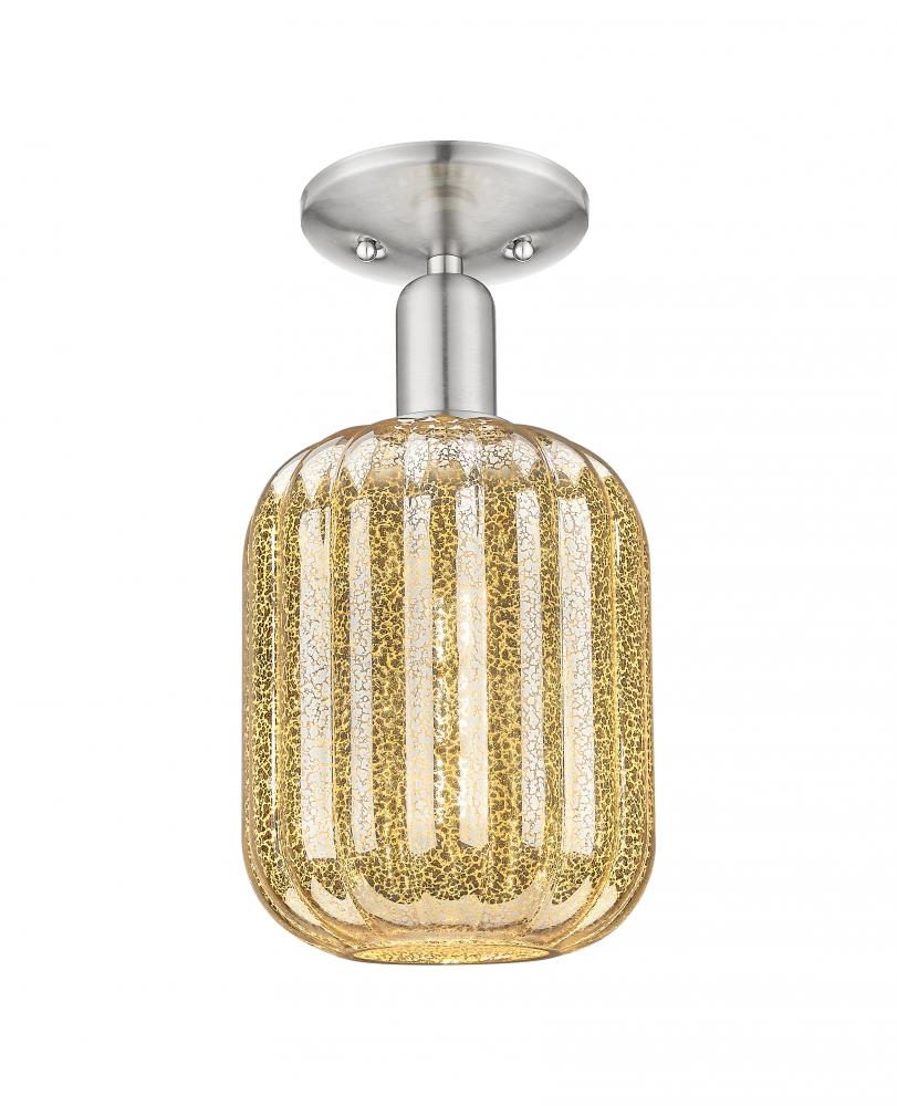 Preston Cylinder - 1 Light - 6 inch - Brushed Satin Nickel - Semi-Flush Mount