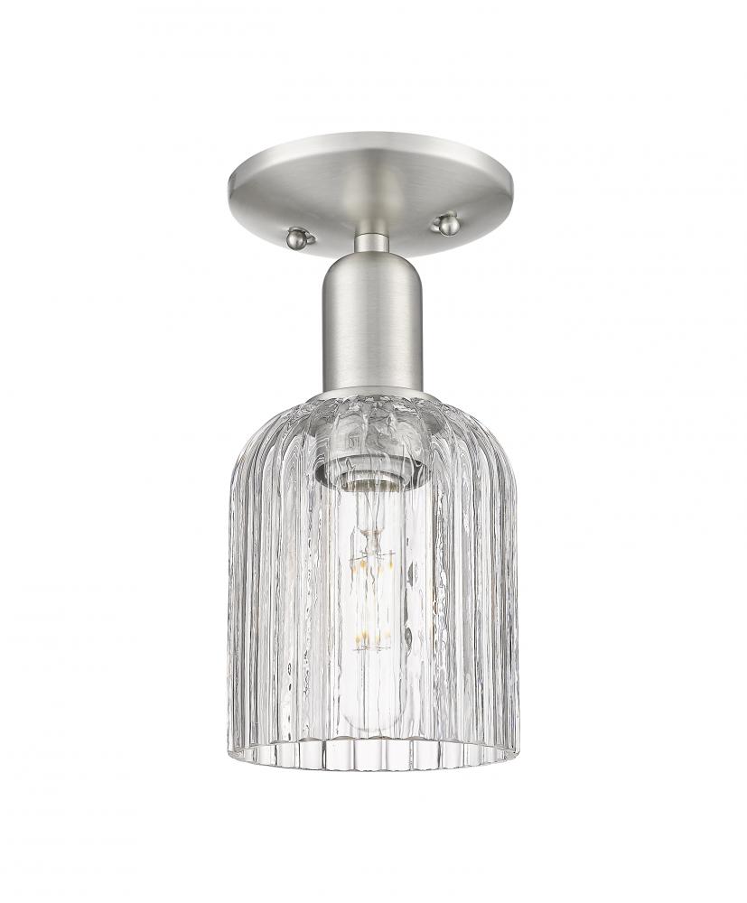 Bridal Veil - 1 Light - 6 inch - Brushed Satin Nickel - Semi-Flush Mount