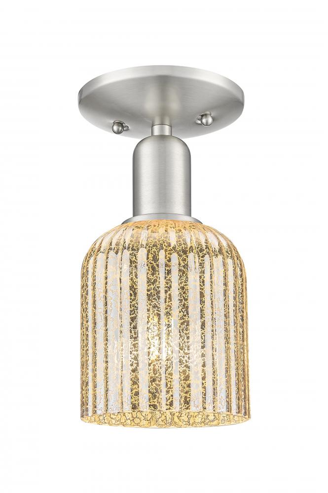 Bridal Veil - 1 Light - 6 inch - Brushed Satin Nickel - Semi-Flush Mount