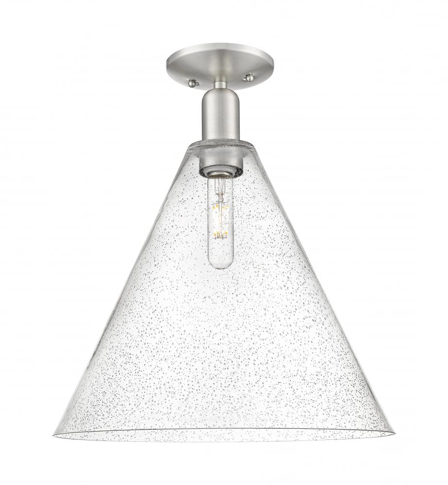 Berkshire Glass - 1 Light - 16 inch - Brushed Satin Nickel - Semi-Flush Mount