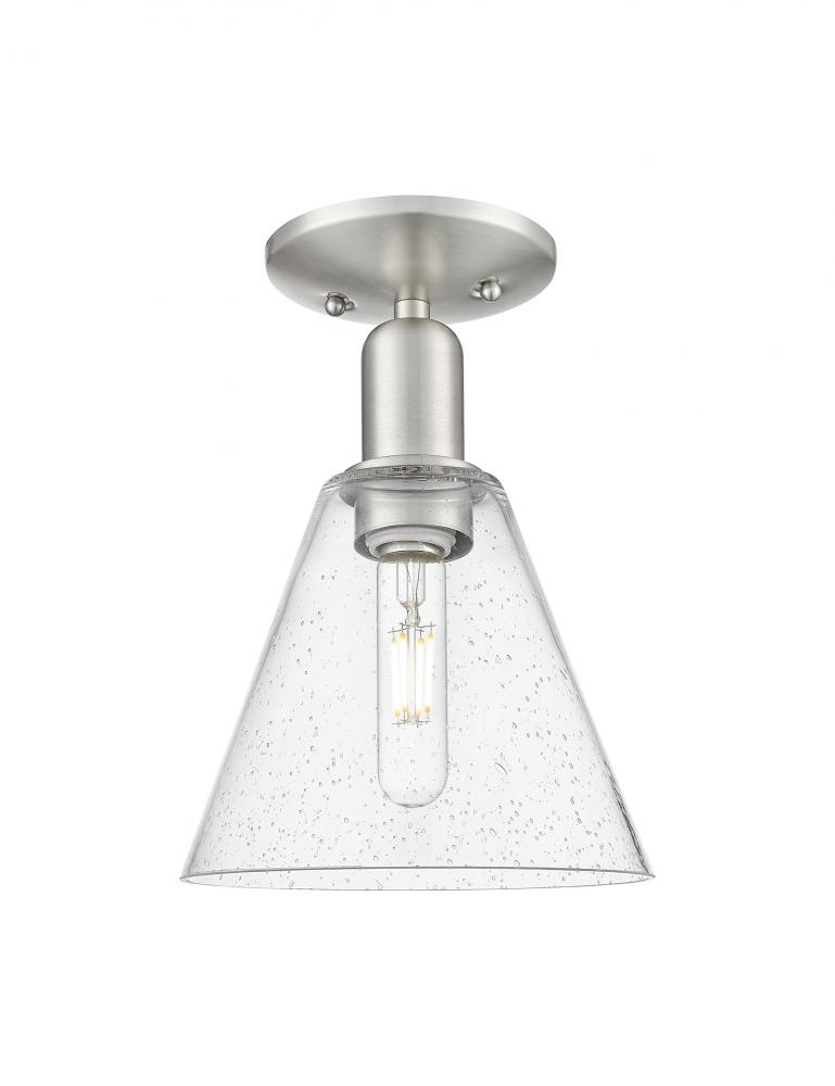 Berkshire Glass - 1 Light - 8 inch - Brushed Satin Nickel - Semi-Flush Mount